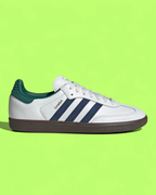 ADIDAS SAMBA WHITE GREEN NAVY CLASSIC RETRO CASUAL SNEAKERS
