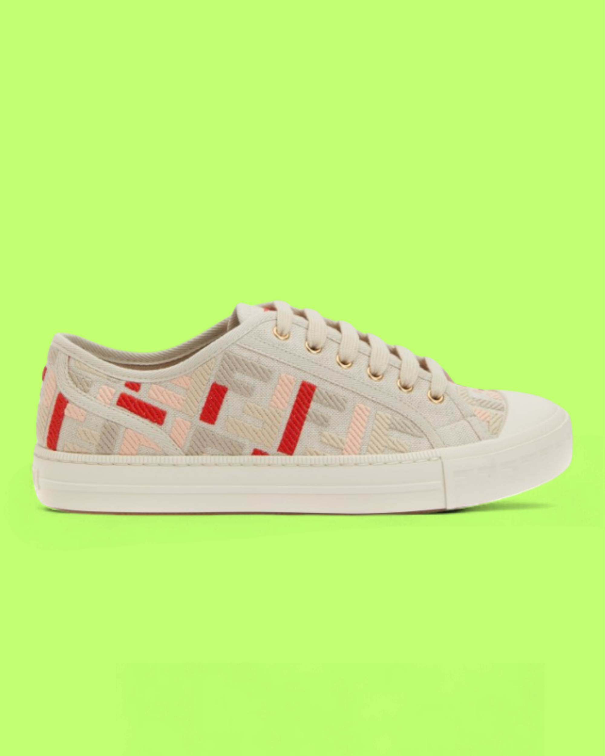 FENDI CANVAS LOW-TOP SNEAKER WITH MULTICOLOR LOGO PATTERN