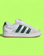 ADIDAS CAMPUS WHITE SUEDE GREEN STRIPES RETRO CASUAL SNEAKERS