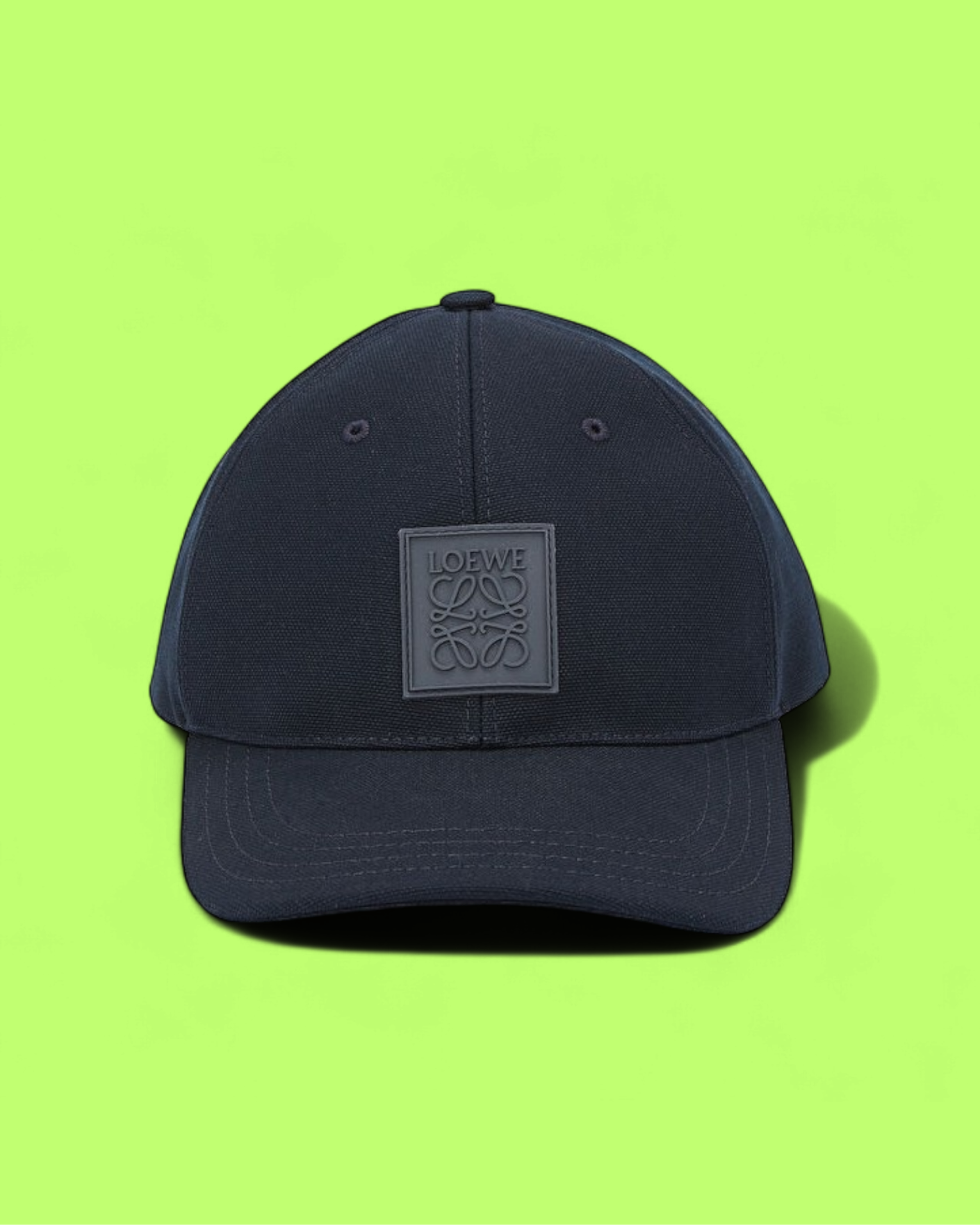 LOEWE NAVY BLUE CAP WITH EMBOSSED ANAGRAM LOGO PATCH CWCD