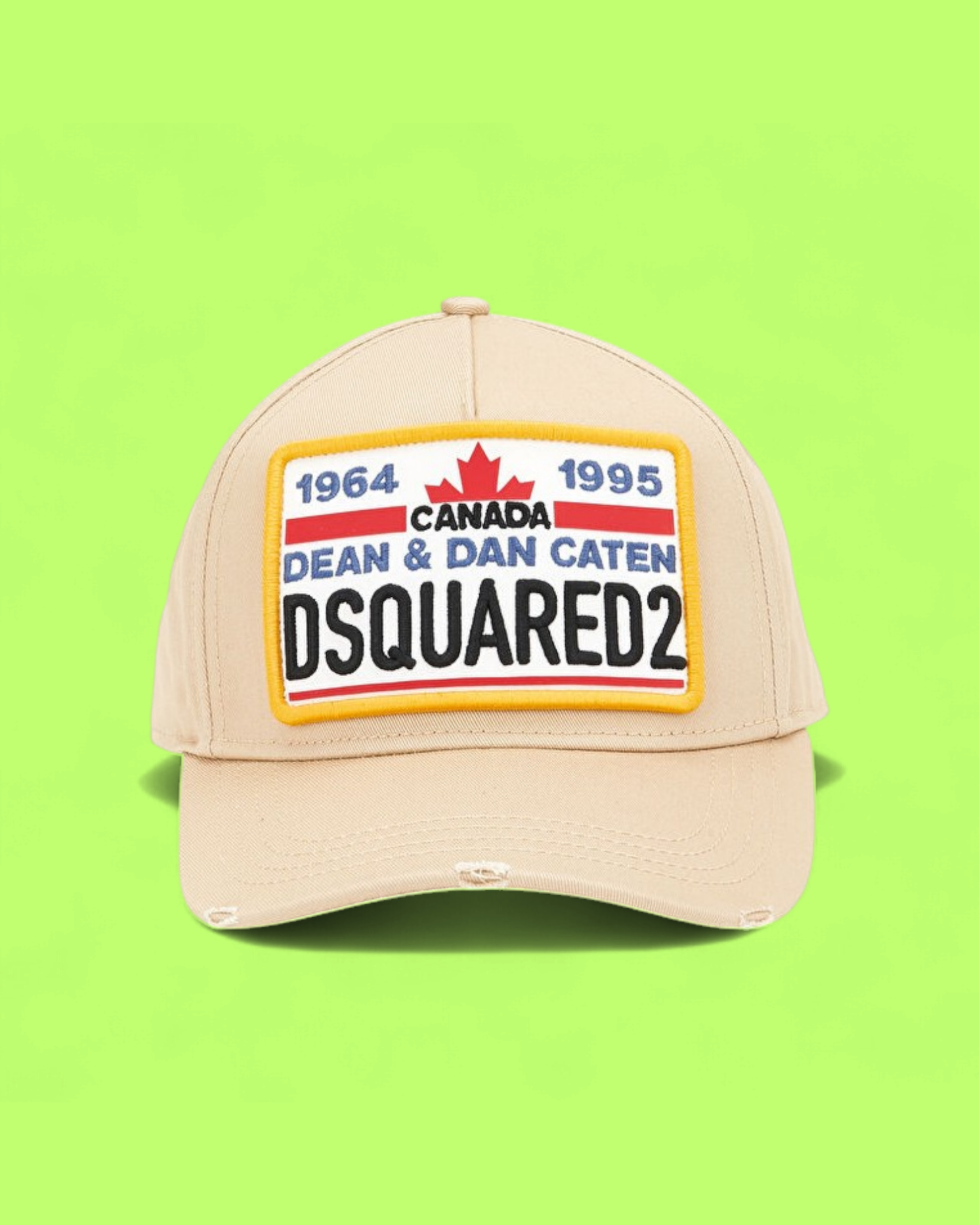 BEIGE CAP WITH CANADA FLAG INSPIRED COLORFUL PATCH CWCD