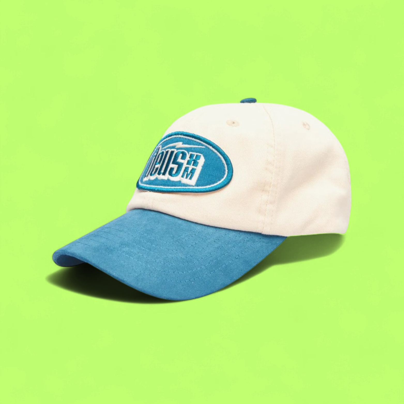 DEUS CUSTOM BLUE PATCH CREAM AND BLUE BASEBALL CAP CWCD