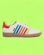 DSQUARED2 DAN RAINBOW STRIPED LEATHER SNEAKER GUM SOLE