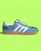 ADIDAS GAZELLE BLUE METALLIC WHITE STRIPES RETRO CASUAL CWCD