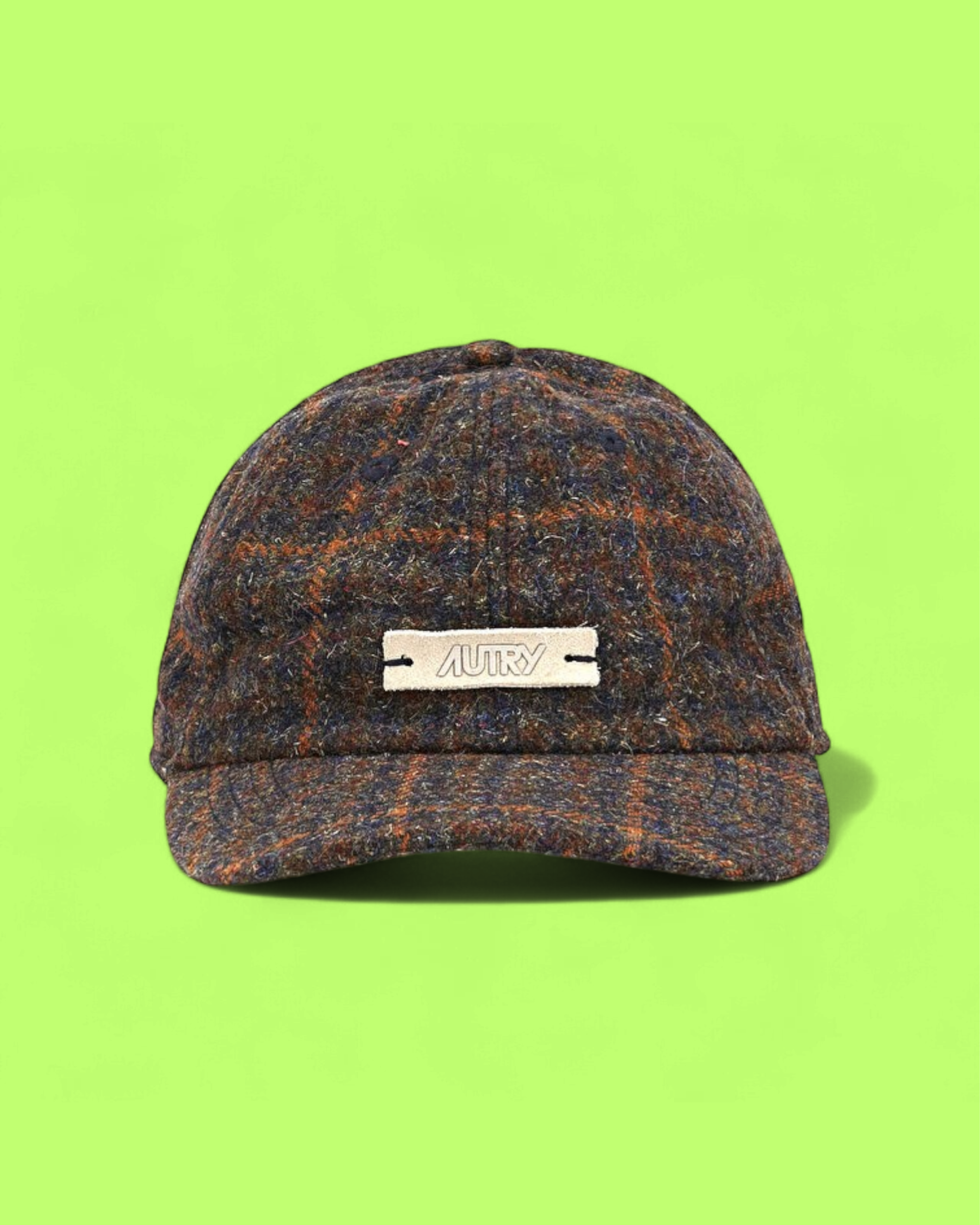 AUTRY WOOL CHECKED BASEBALL CAP WITH FRONT LOGO PATCH CWCD