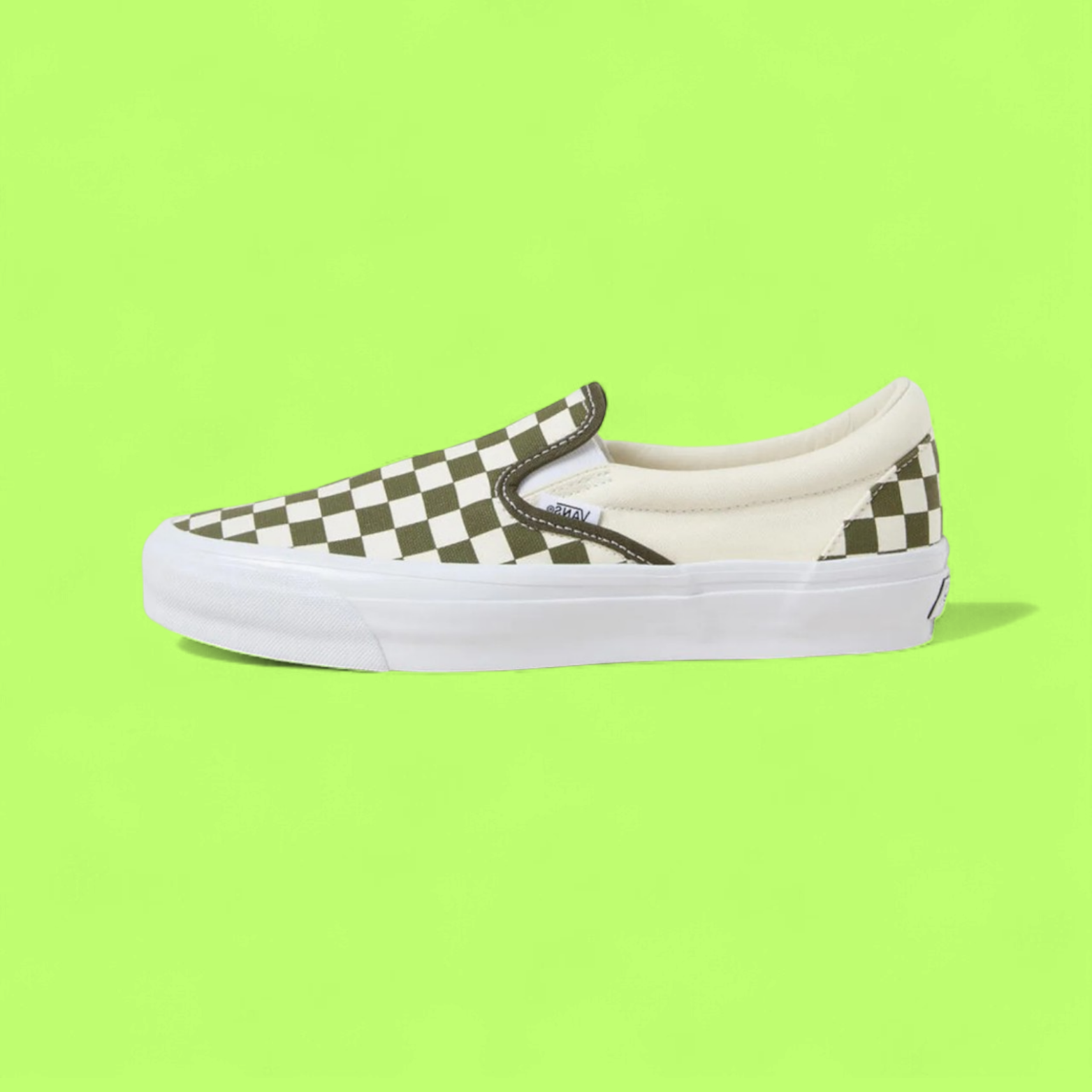 VANS GREEN WHITE CHECKERBOARD SLIP ON CLASSIC SHOES CWCD