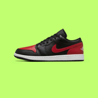 NIKE JORDAN AIR 1 LOW MEN'S BLACK RED LEATHER BASKETBALL SNEAKERS