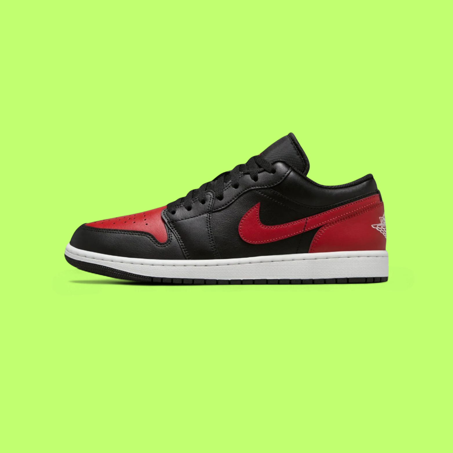 NIKE JORDAN AIR 1 LOW MEN'S BLACK RED LEATHER BASKETBALL SNEAKERS