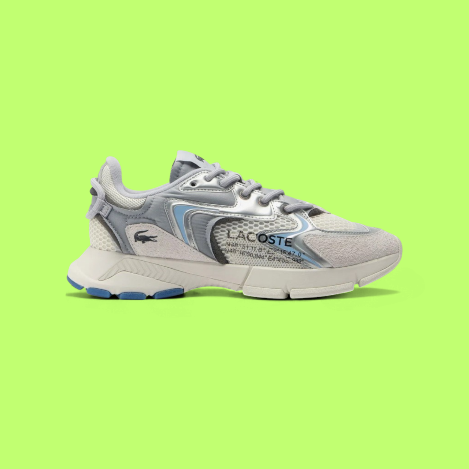 LACOSTE L003 NEO MEN'S GREY MESH AND LEATHER MODERN CASUAL SNEAKERS