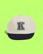 KENZO BEIGE AND NAVY BASEBALL CAP WITH EMBROIDERED K LOGO