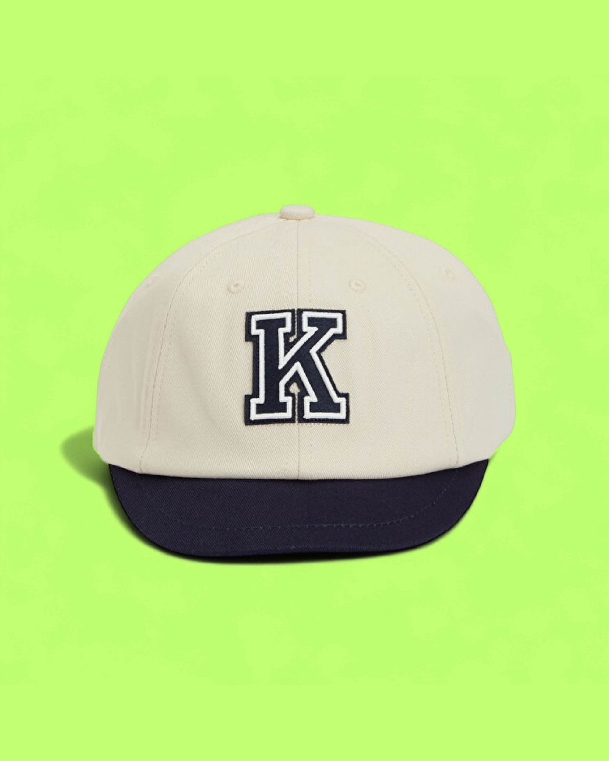 KENZO BEIGE AND NAVY BASEBALL CAP WITH EMBROIDERED K LOGO