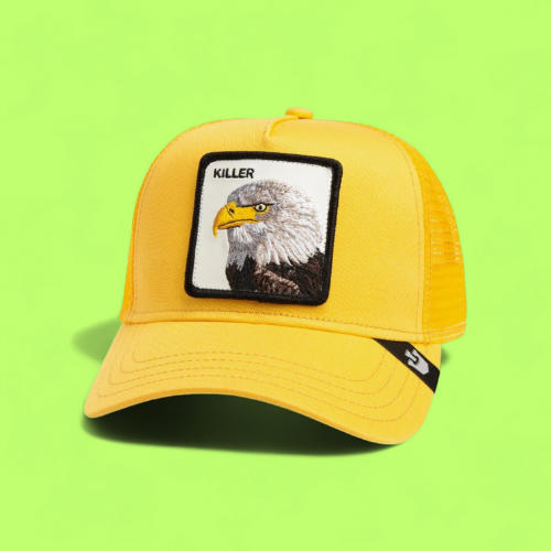 KILLER EAGLE YELLOW TRUCKER HAT WITH EMBROIDERED PATCH