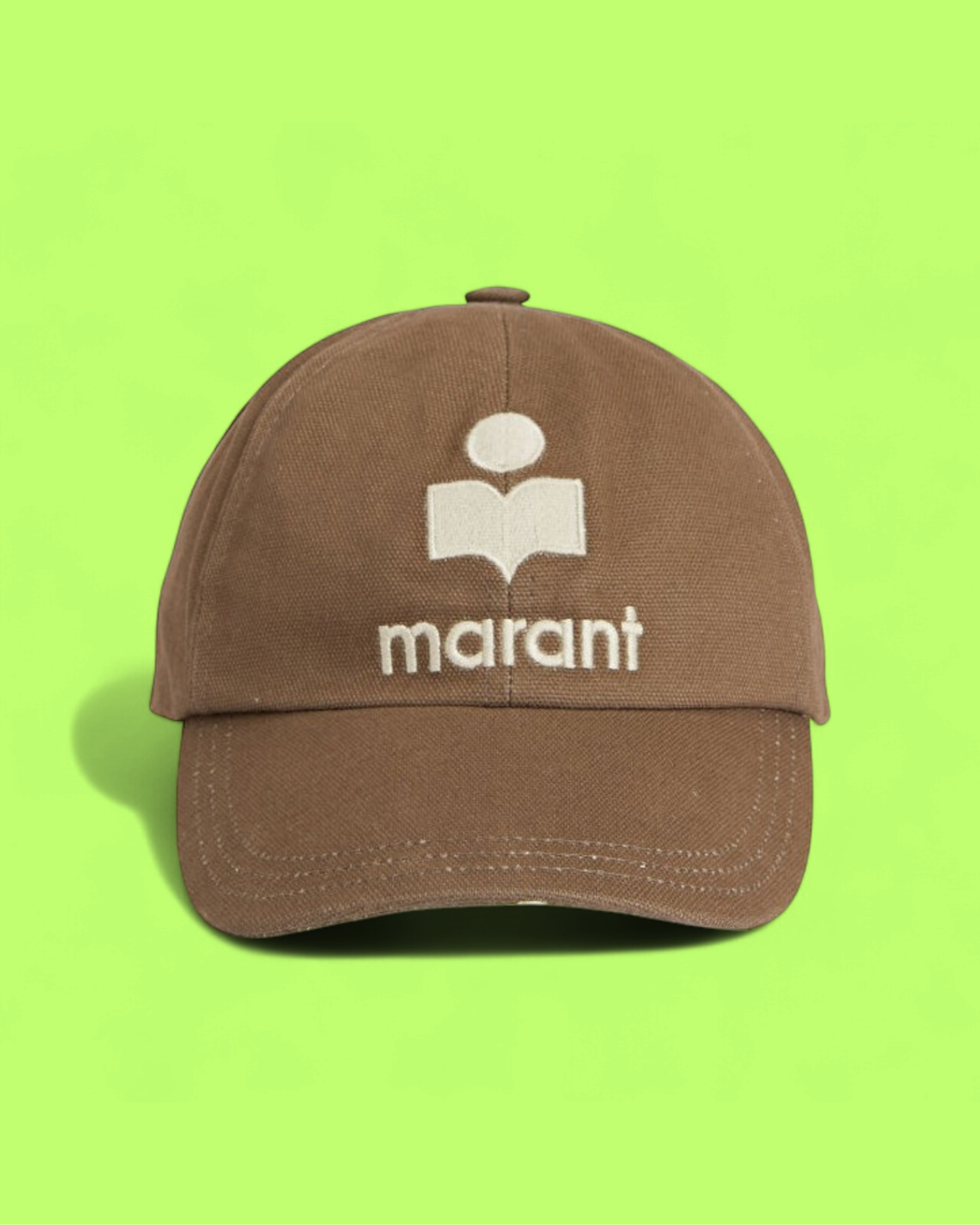 ISABEL MARANT BROWN CAP WITH WHITE EMBROIDERED ICONIC LOGO