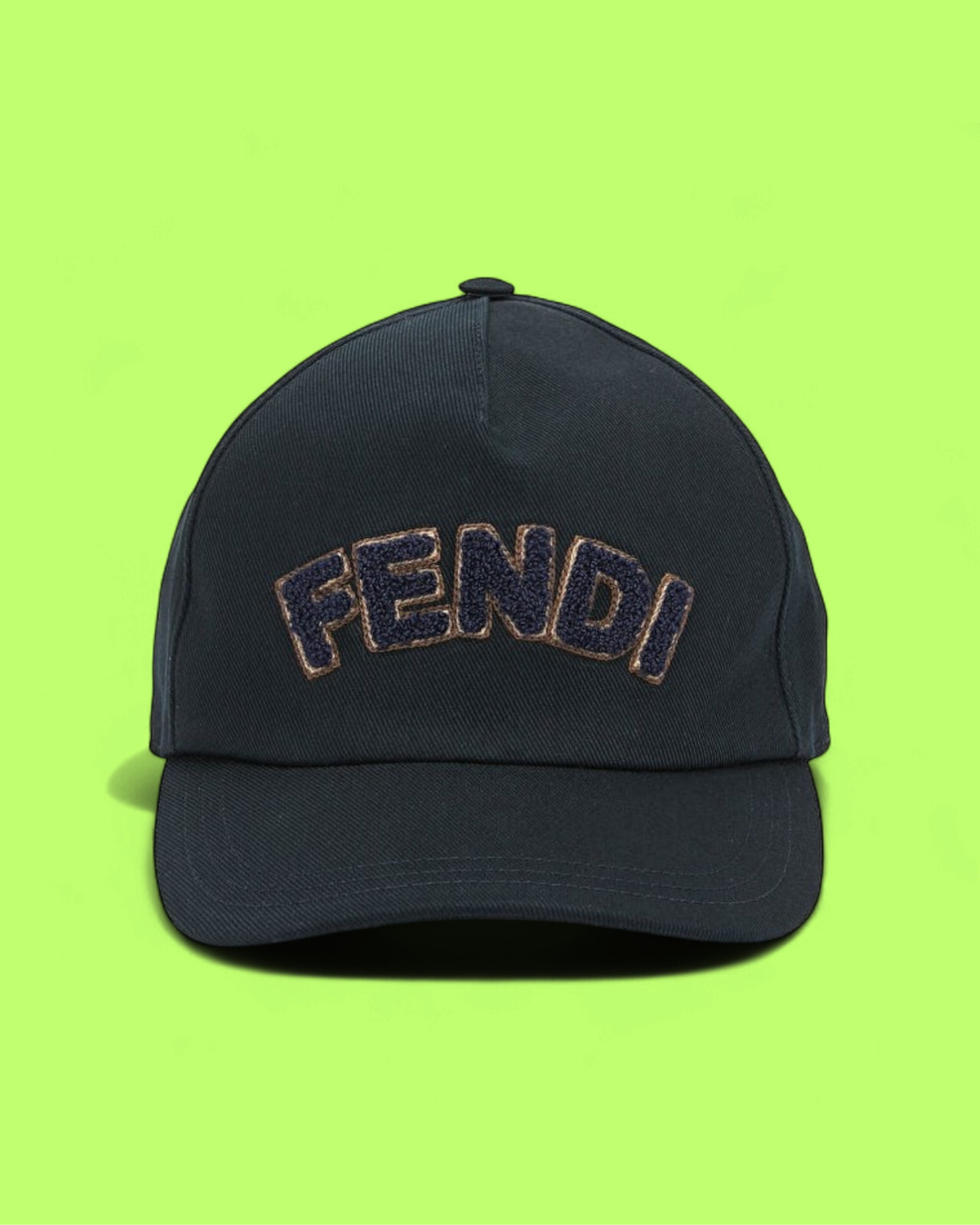 FENDI BLACK BASEBALL CAP WITH EMBROIDERED LOGO LETTERING