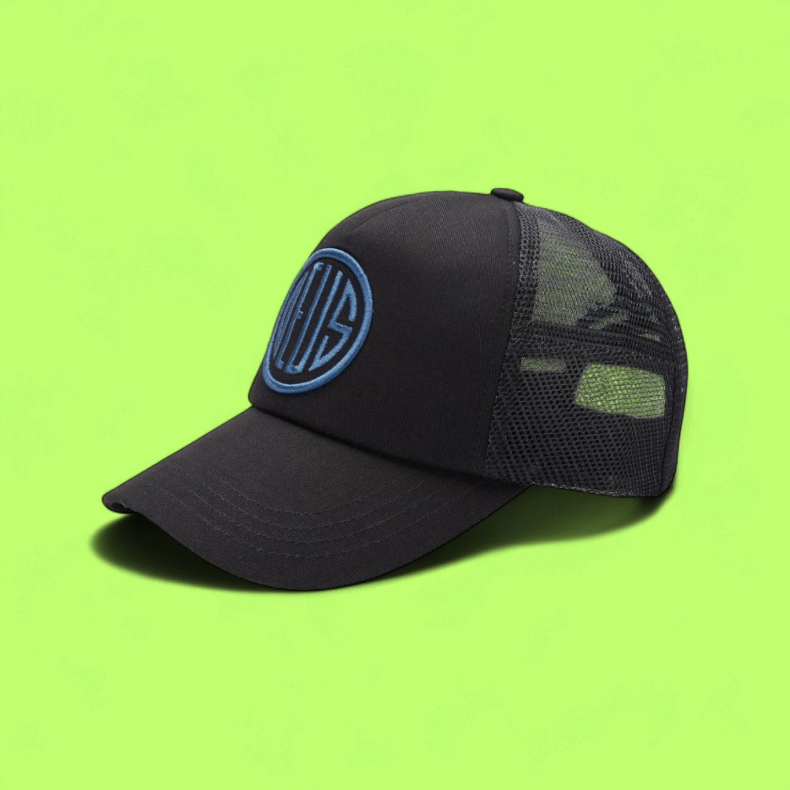 DEUS EX MACHINA BLACK BLUE LOGO TRUCKER CAP CWCDE ICON