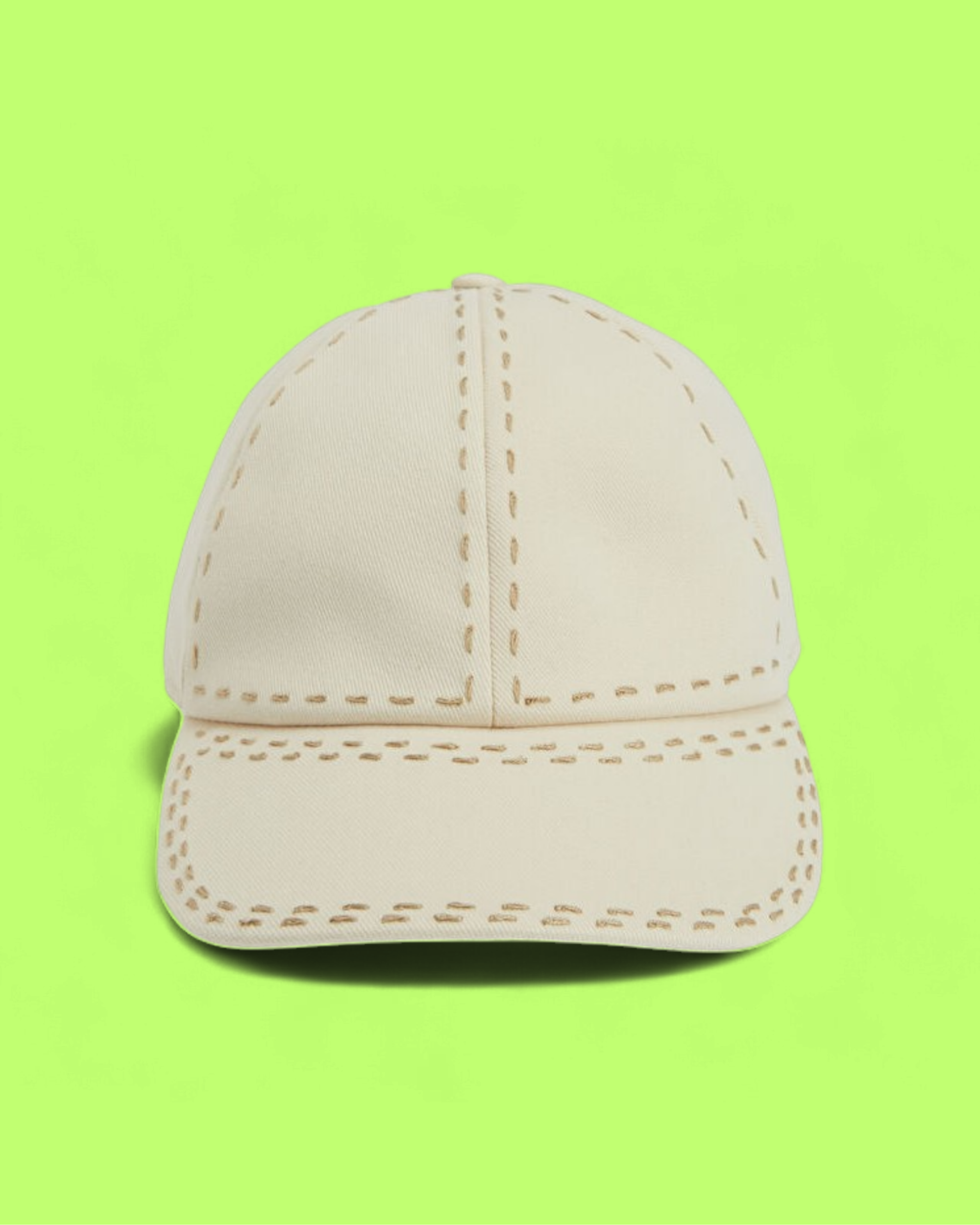 JACQUEMUS CREAM BASEBALL CAP WITH DECORATIVE STITCH DETAILS
