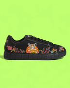 VERSACE BLACK BAROQUE OCEAN PRINT SNEAKER WITH GREEK KEY