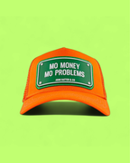 JOHN HATTER ORANGE MESH CAP WITH MO MONEY MO PROBLEMS
