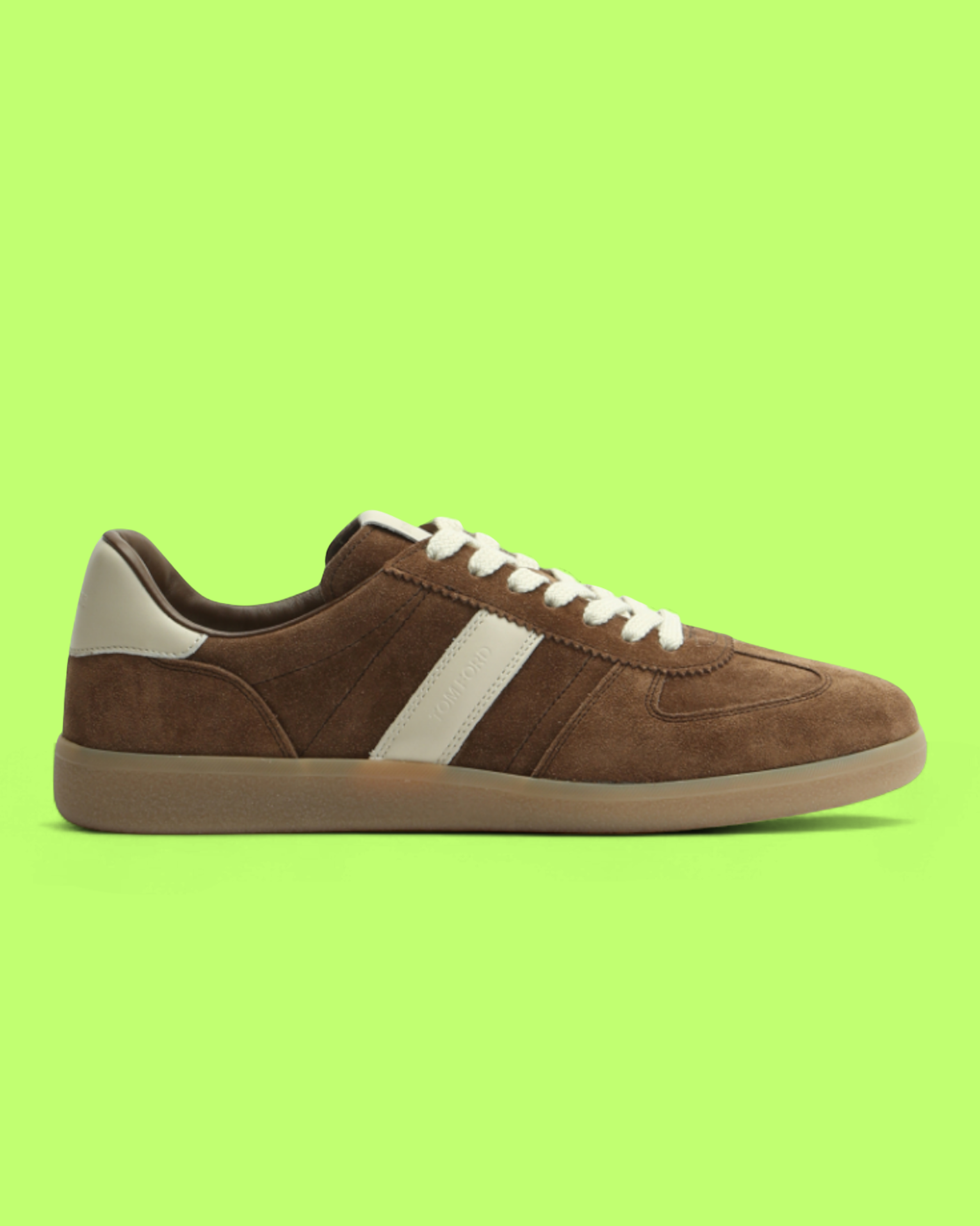 TOM FORD RETRO SUEDE BROWN LOW SNEAKERS WITH CONTRAST