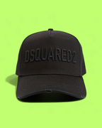 BLACK COTTON BASEBALL CAP WITH TONAL EMBROIDERY DESIGN