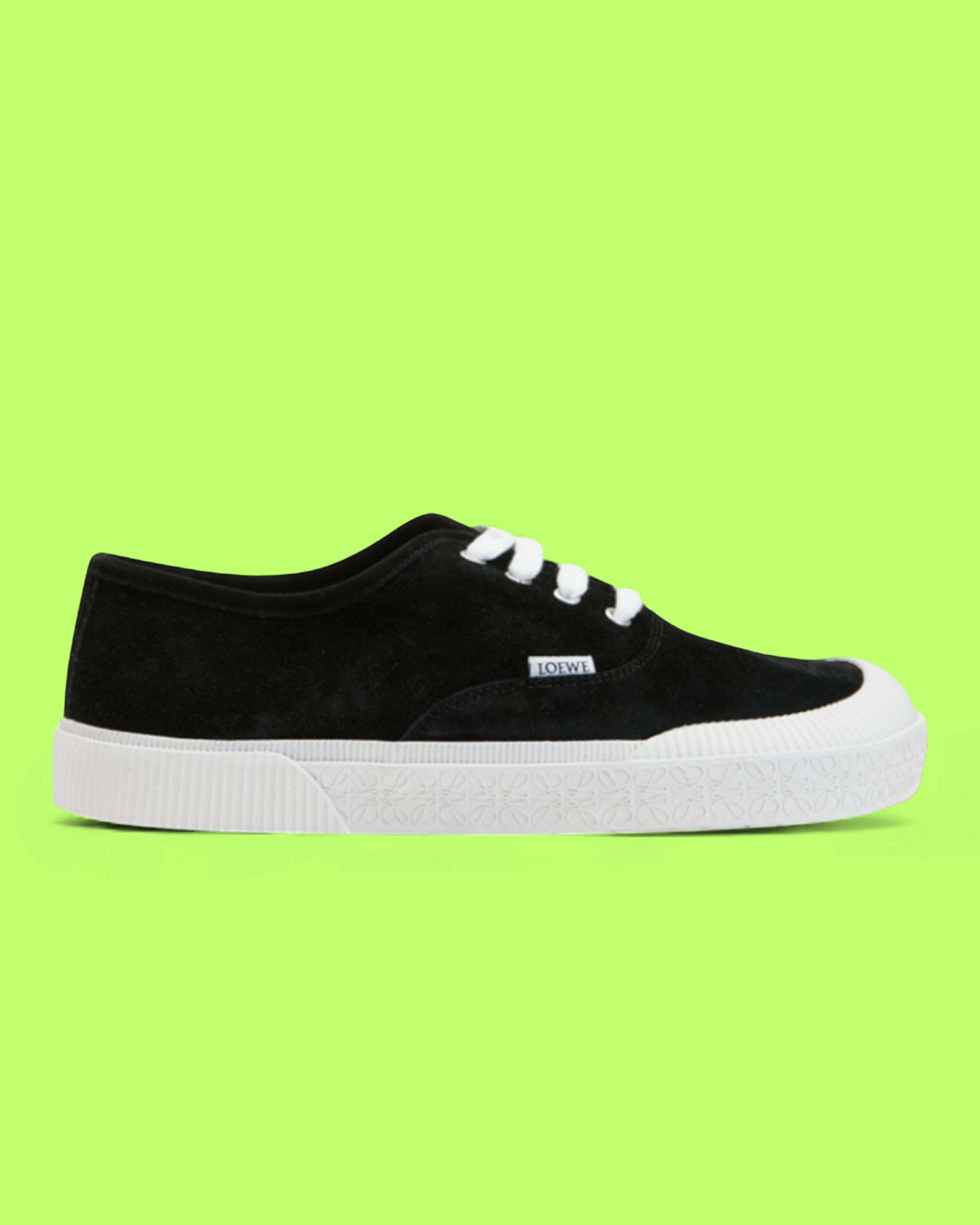 LOEWE BLACK SUEDE LOW TOP SNEAKERS WITH WHITE RUBBER SOLE