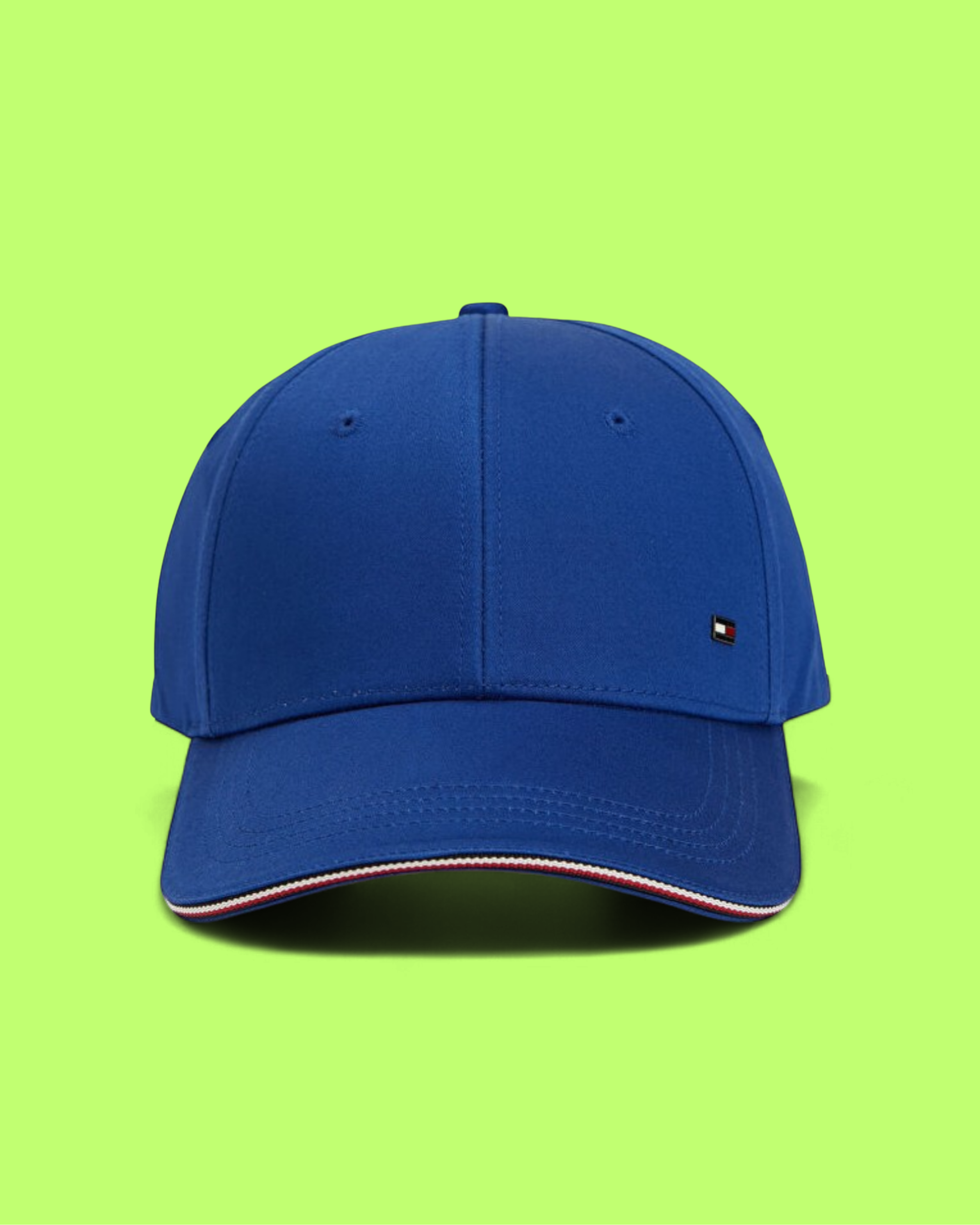 TOMMY HILFIGER BLUE COTTON CAP WITH SMALL EMBROIDERED FLAG
