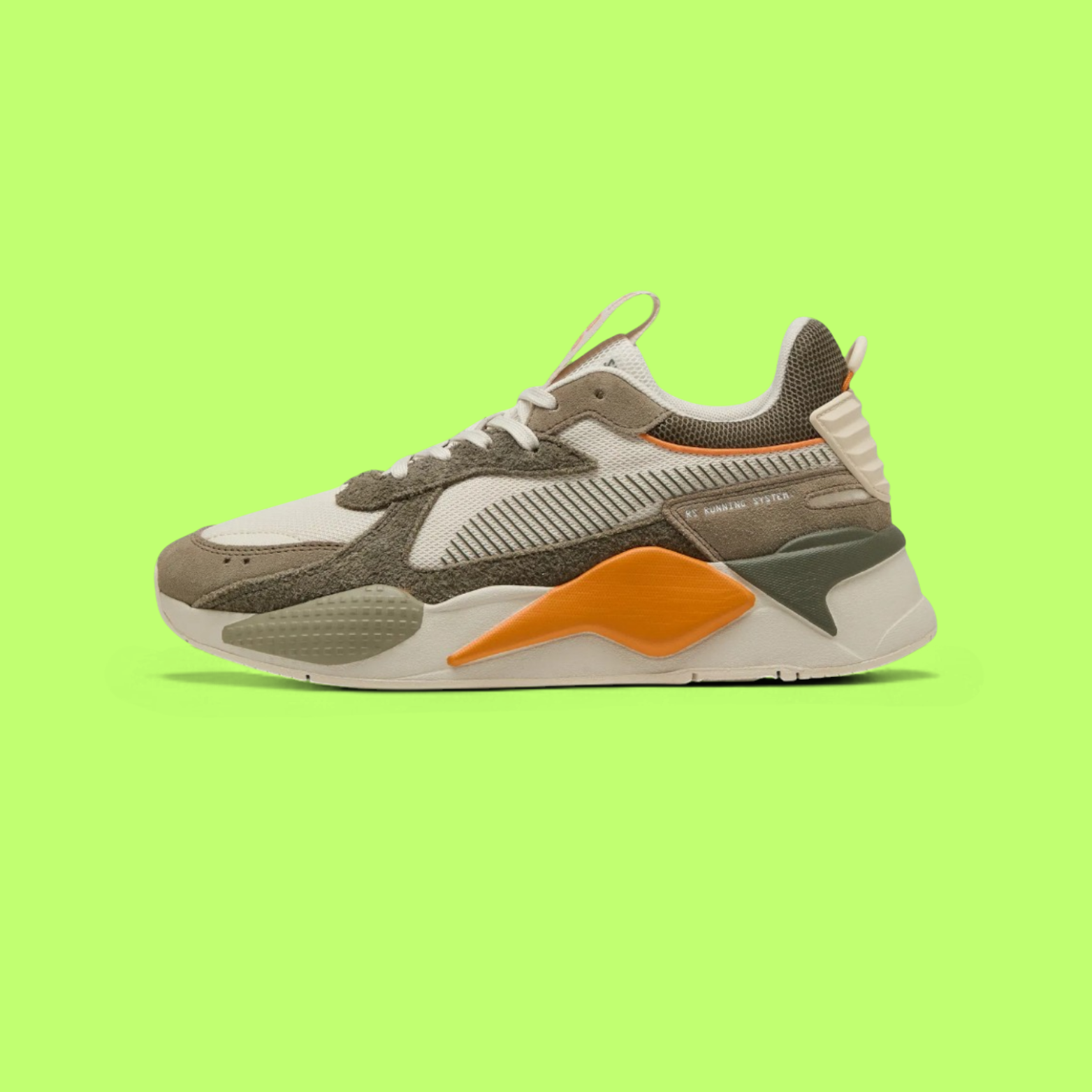 PUMA RS-X HERITAGE MEN'S CREAM MESH AND LEATHER CASUAL SNEAKERS