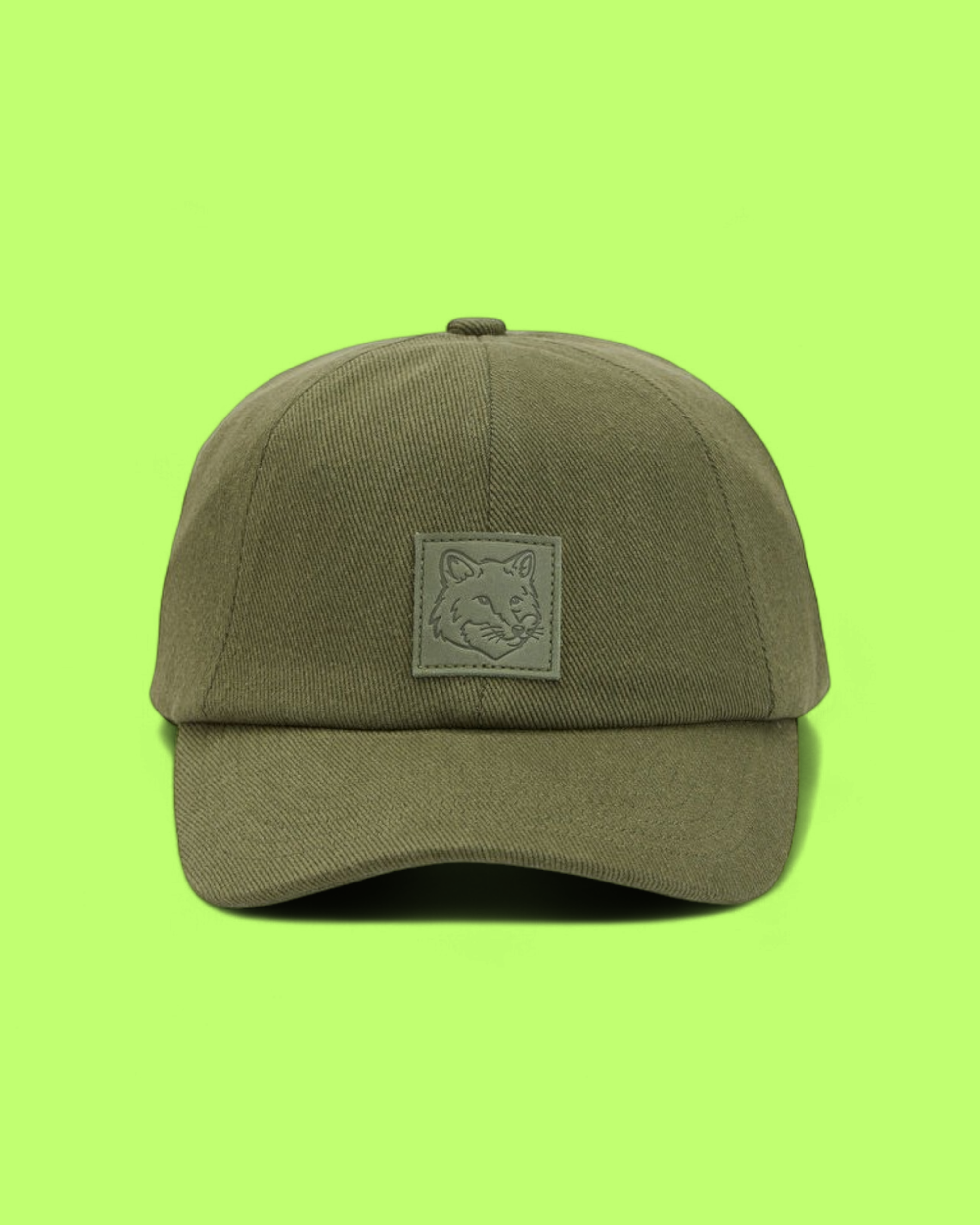 KHAKI GREEN BASEBALL CAP WITH FOX EMBLEM DESIGN ICON CWCD