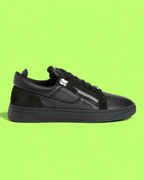 GIUSEPPE ZANOTTI BLACK LEATHER LOW TOP SNEAKERS WITH ZIP