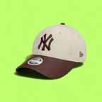NEW YORK YANKEES BEIGE CAP WITH BROWN LOGO AND VISOR