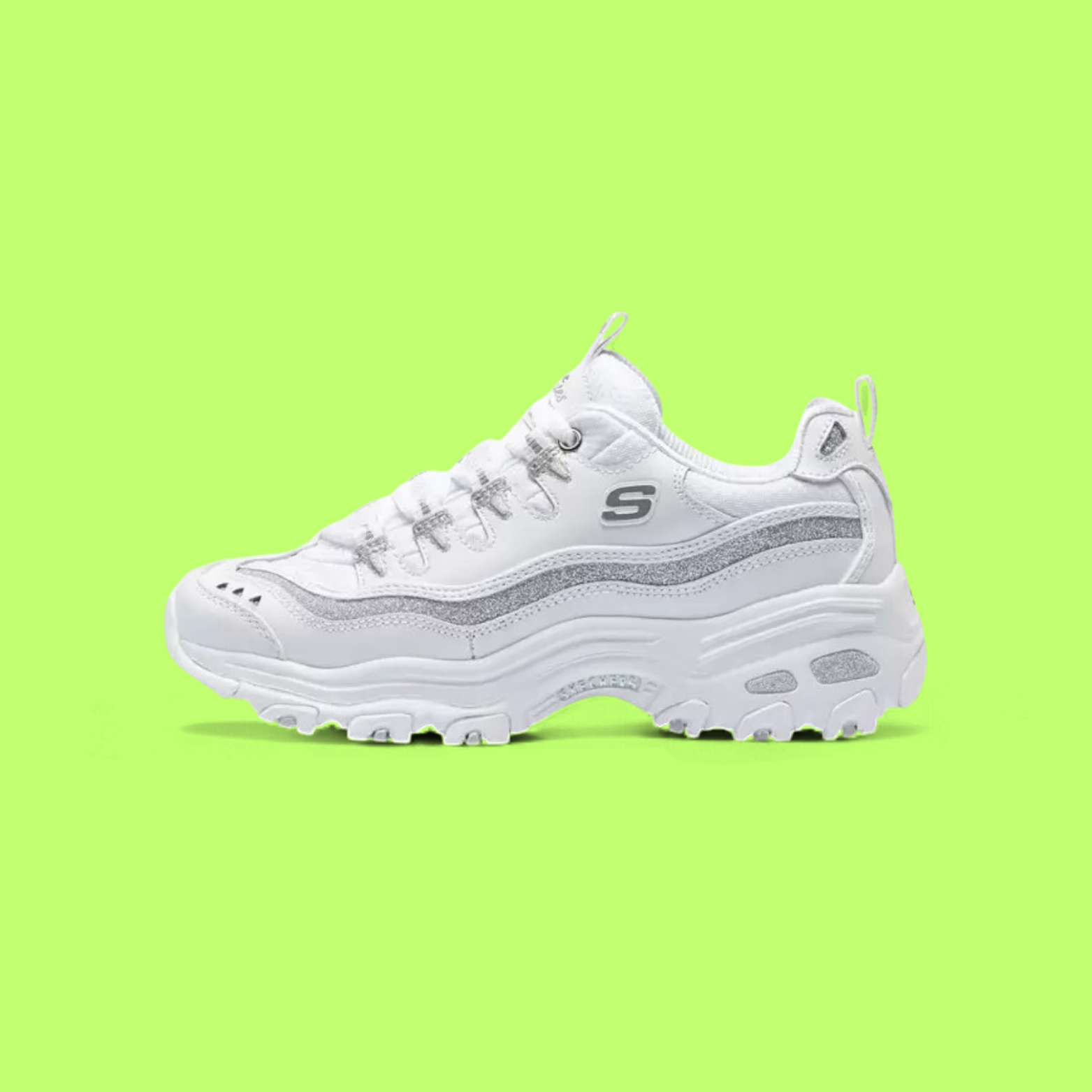 SKECHERS D’LITES “SILVER WHITE” CHUNKY COMFORT SNEAKER ICON
