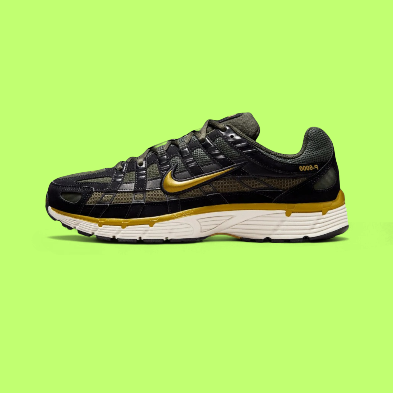 NIKE P-6000 SE BLACK GOLD MEN'S RETRO RUNNING SNEAKERS