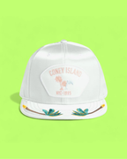 CONEY ISLAND WHITE SNAPBACK HAT WITH TROPICAL EMBROIDERY