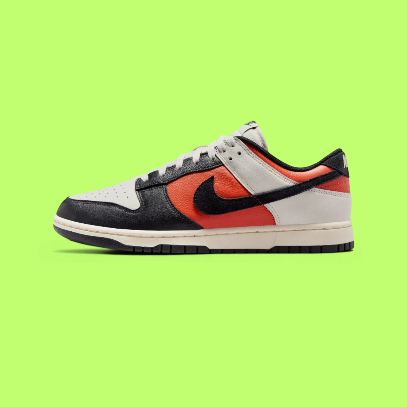NIKE DUNK LOW RETRO MEN'S BLACK ORANGE LEATHER CASUAL SNEAKERS