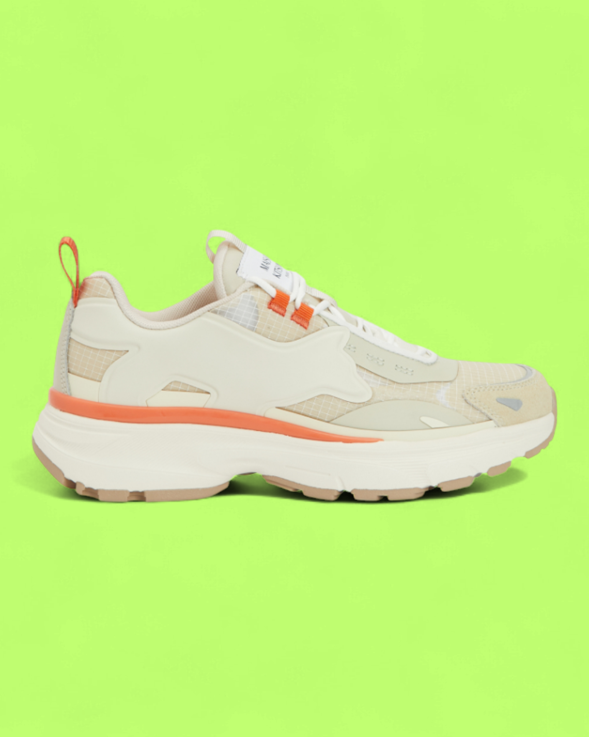 MAISON KITSUNE BEIGE ORANGE TRAIL RUNNER CHUNKY SOLE SNEAKERS