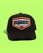 BLACK CAP WITH MULTICOLOR EMBROIDERED FRONT PATCH DESIGN