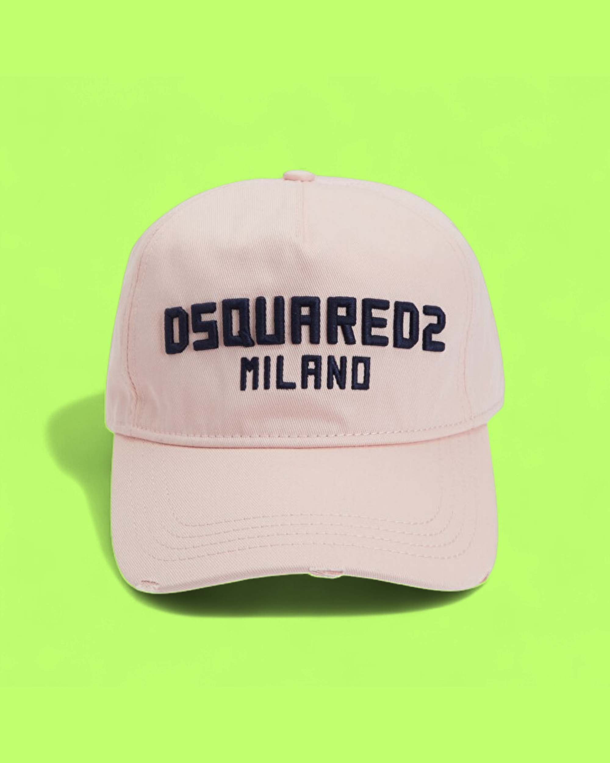 SOFT PINK CAP WITH NAVY EMBROIDERED MILANO LETTERING