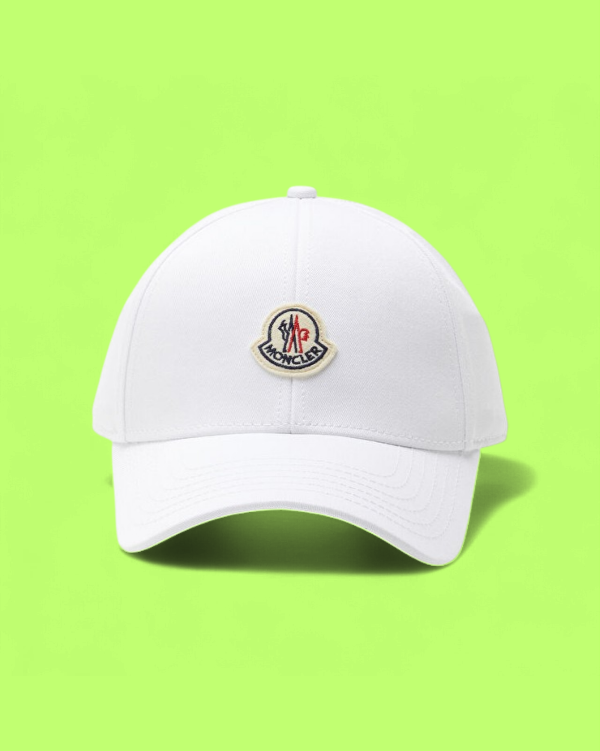 WHITE MONCLER BASEBALL CAP WITH EMBROIDERED LOGO AND STRAP