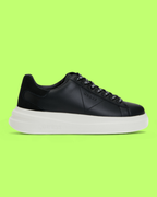 GUESS BLACK LEATHER WHITE PLATFORM LUXE CASUAL STREET SNEAKERS