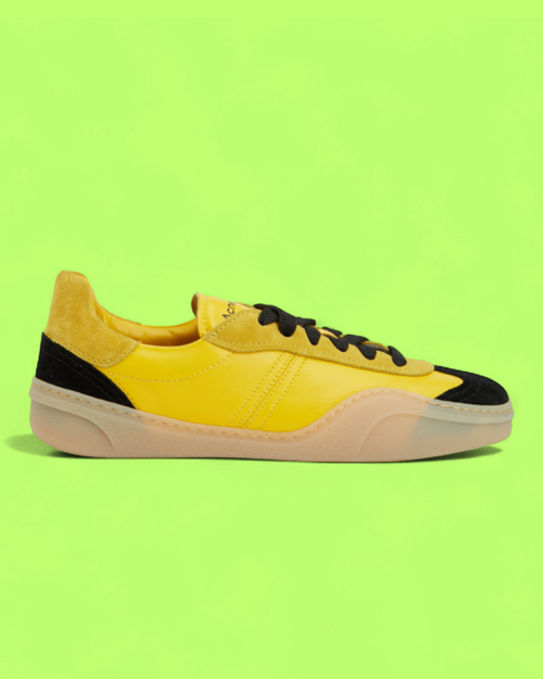 ACNE STUDIOS YELLOW BLACK SUEDE PANEL RETRO LEATHER GUM SOLE