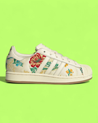 ADIDAS SUPERSTAR FLORAL EMBROIDERED WHITE CASUAL RETRO SNEAKER