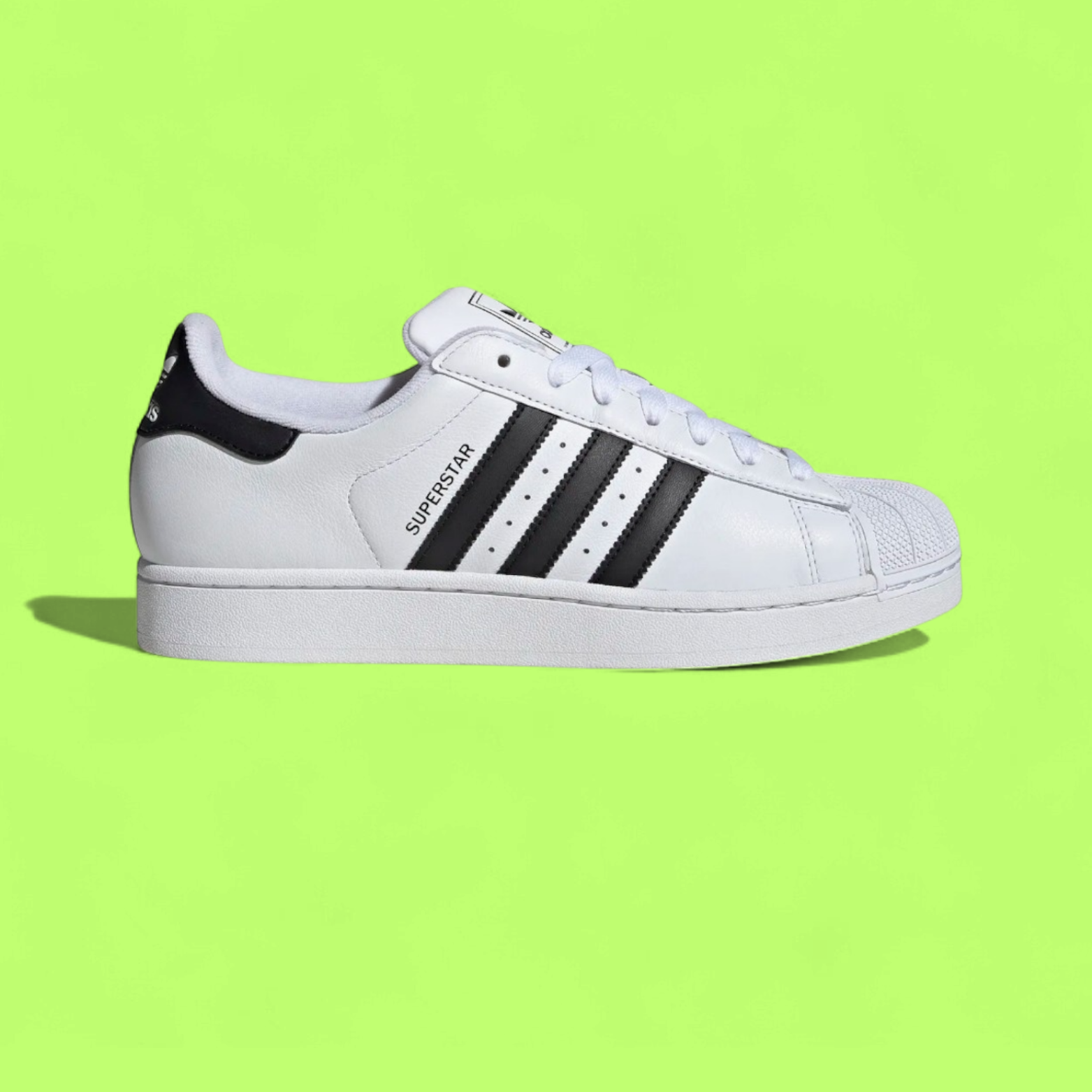 ADIDAS SUPERSTAR WHITE BLACK ICONIC LEATHER SNEAKERS CWCD