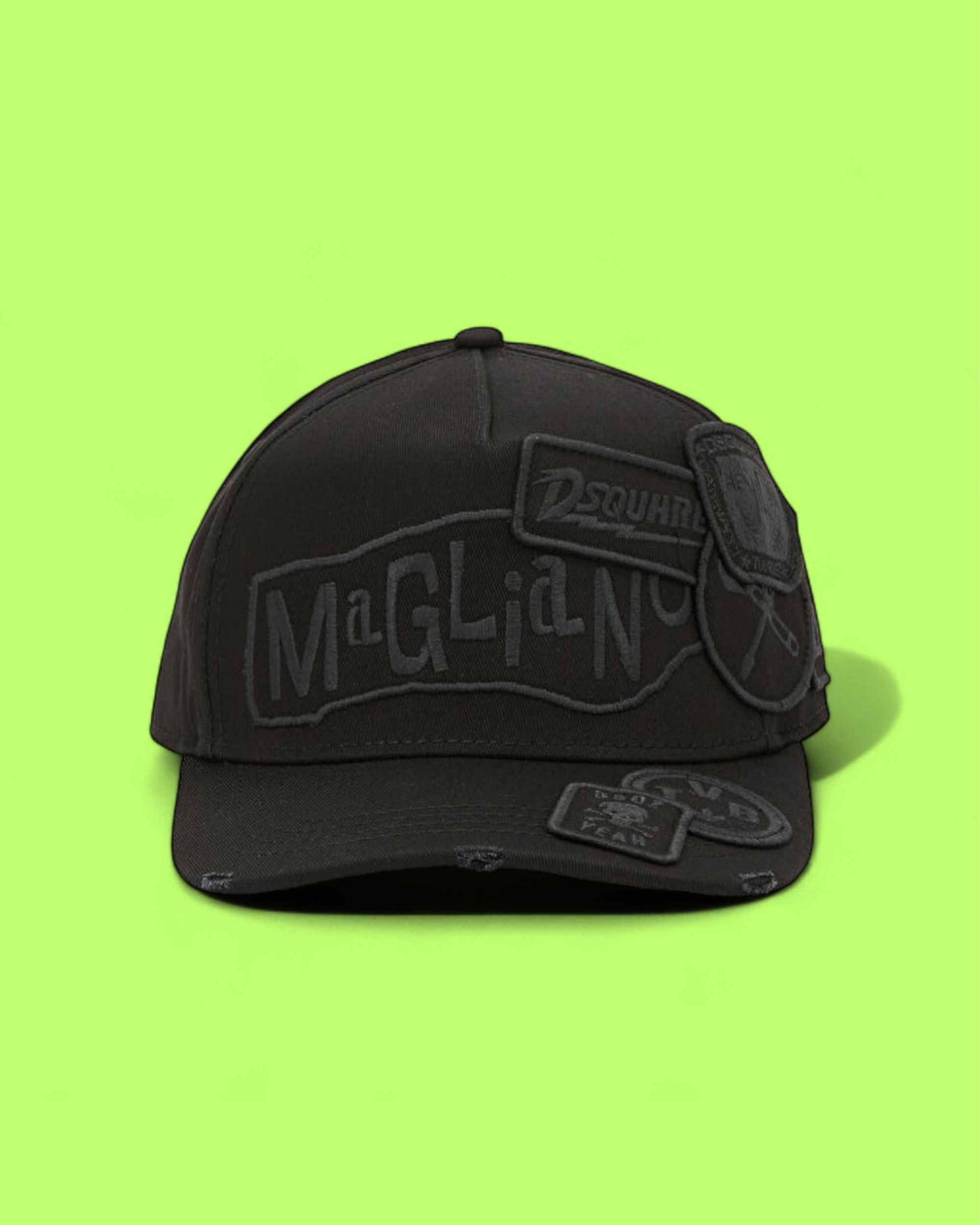 BLACK PATCHWORK CAP WITH MAGLIANO INSPIRED DETAILS CWCD