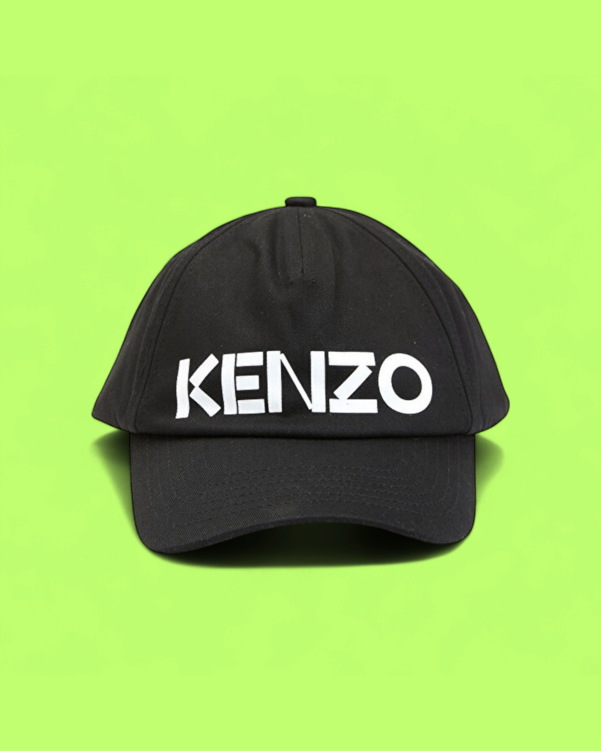 KENZO BLACK BASEBALL CAP WITH WHITE SIDE LOGO PRINT CWCD