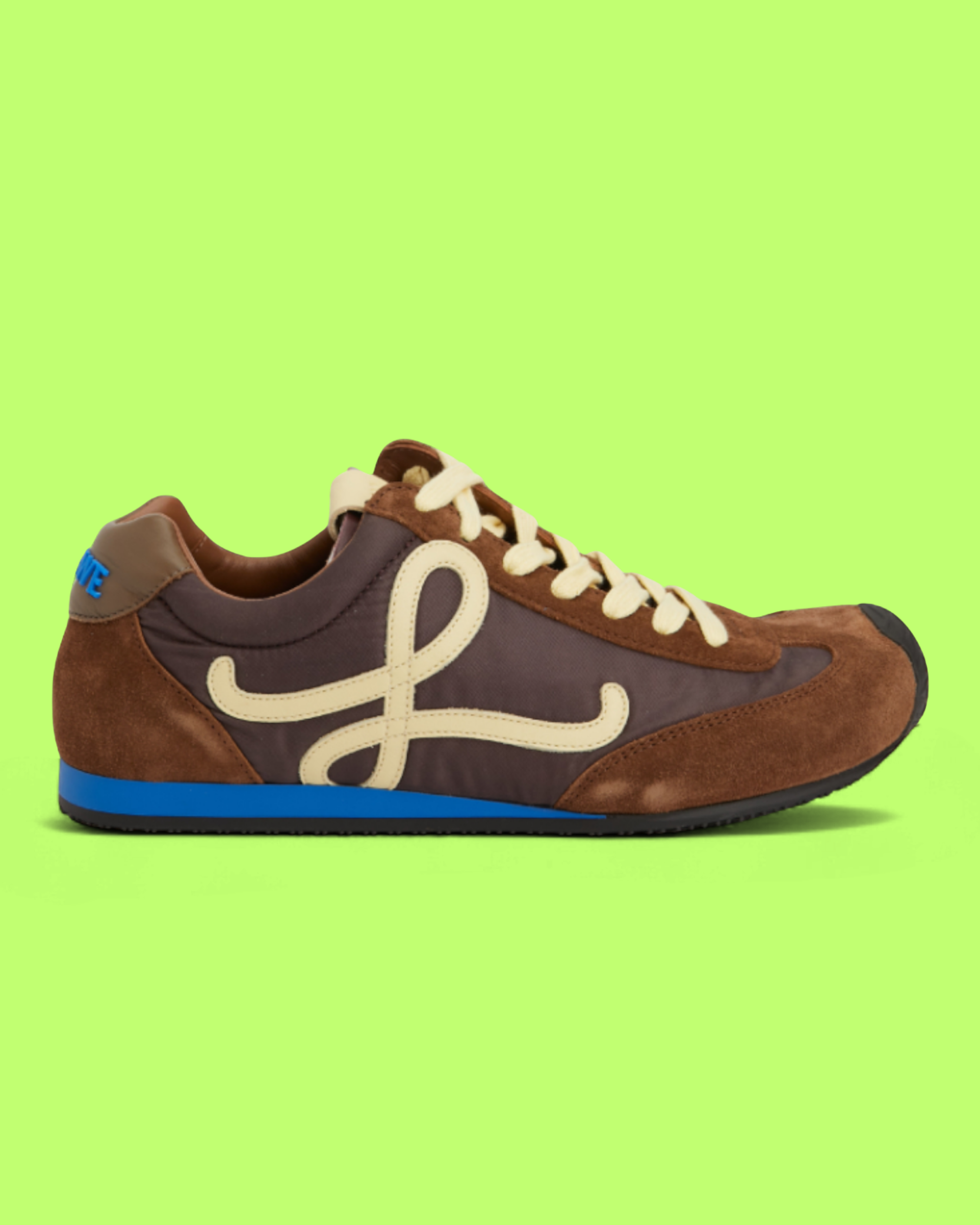 LOEWE BROWN SUEDE RETRO SNEAKERS WITH ICONIC L LOGO ICON CWCD