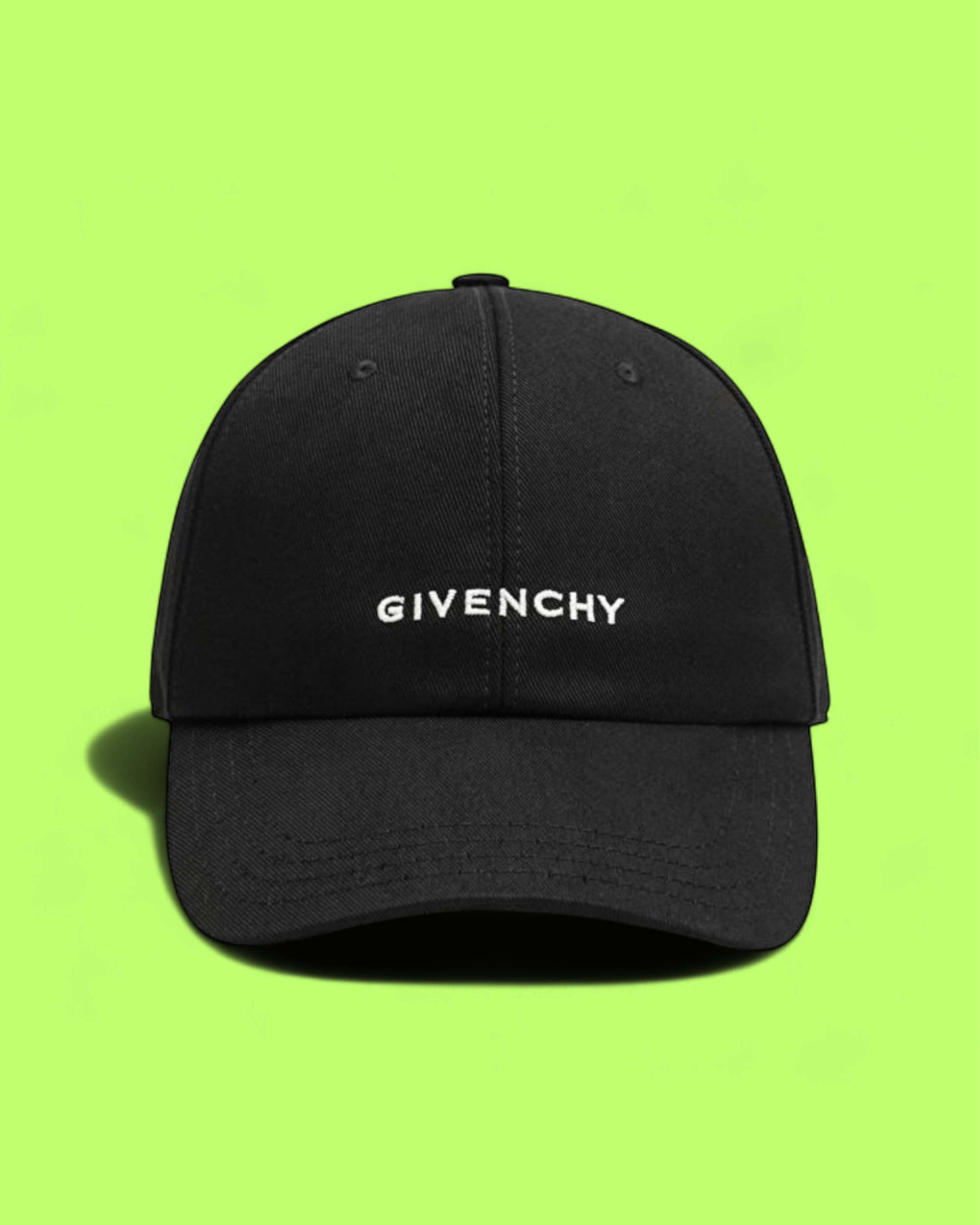 GIVENCHY BLACK BASEBALL CAP WITH WHITE LOGO EMBROIDERY