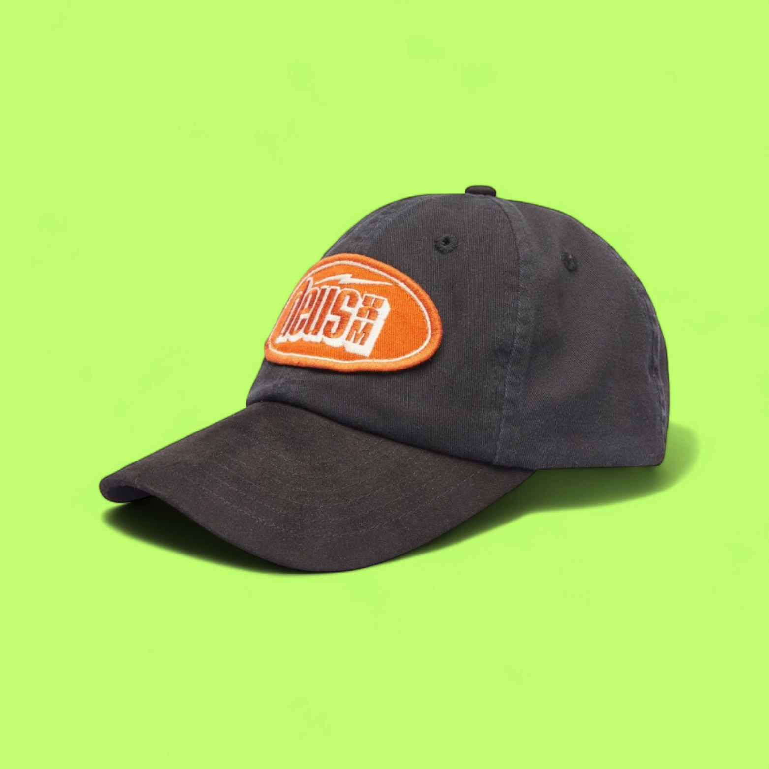 DEUS CUSTOM ORANGE PATCH BLACK BASEBALL CAP CWCDE