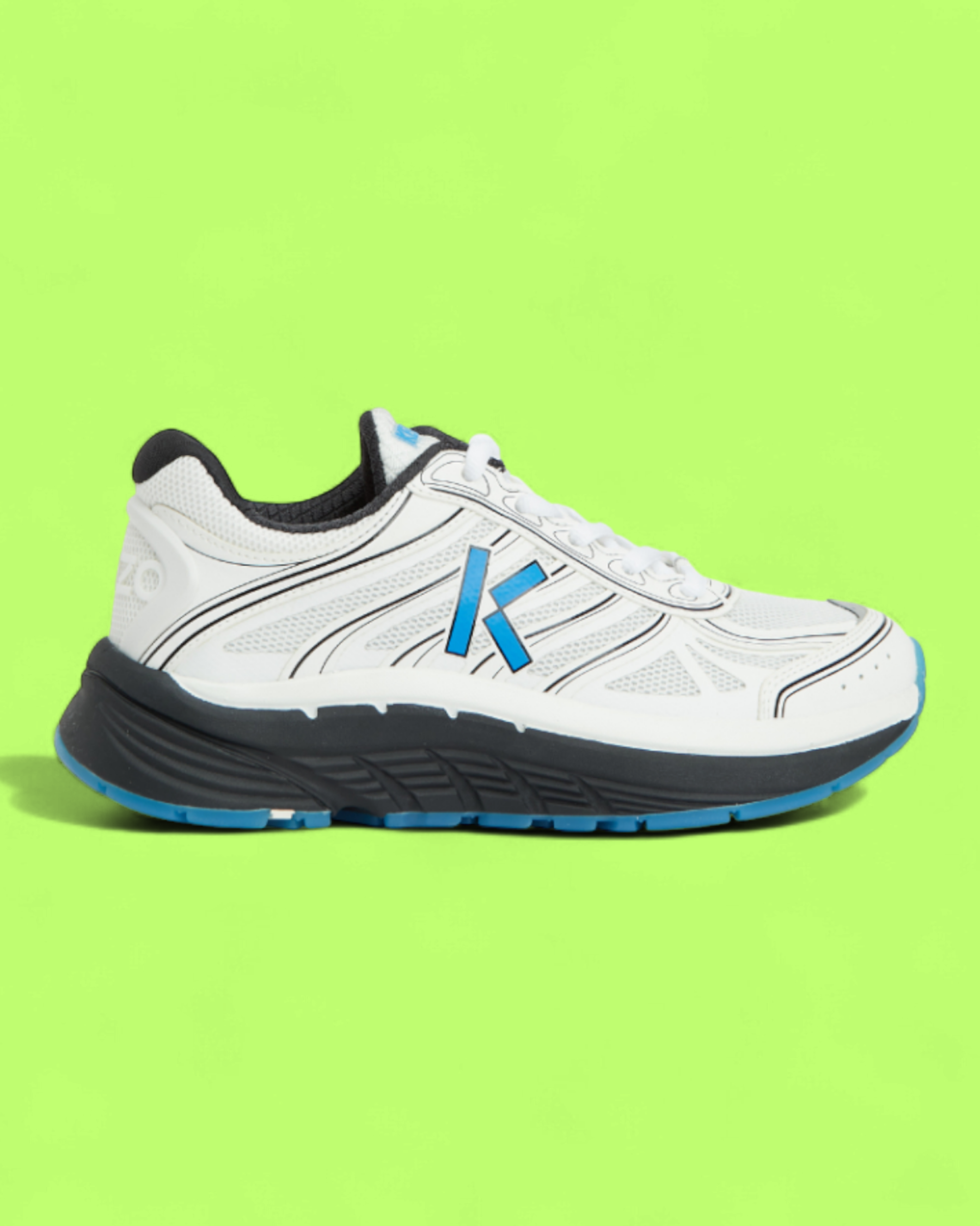 KENZO WHITE BLUE PERFORMANCE TRAINERS WITH ICONIC K LOGO DETAIL