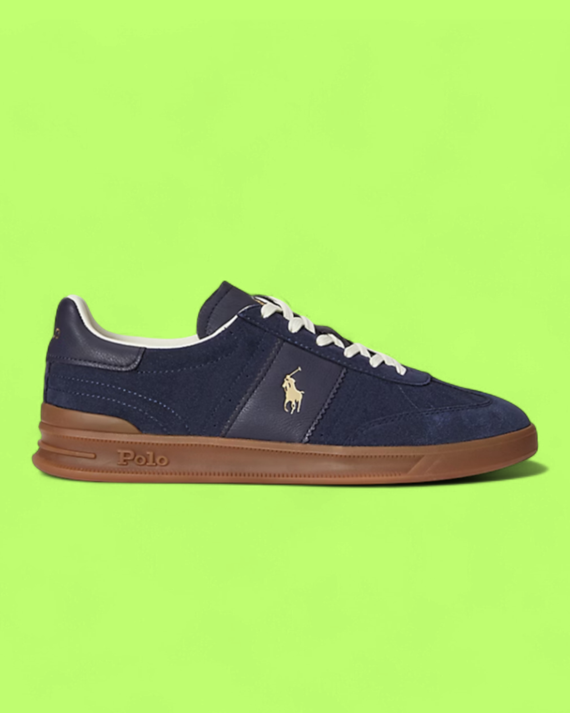 POLO RALPH LAUREN NAVY SUEDE GUM SOLE CASUAL SNEAKERS CWCD