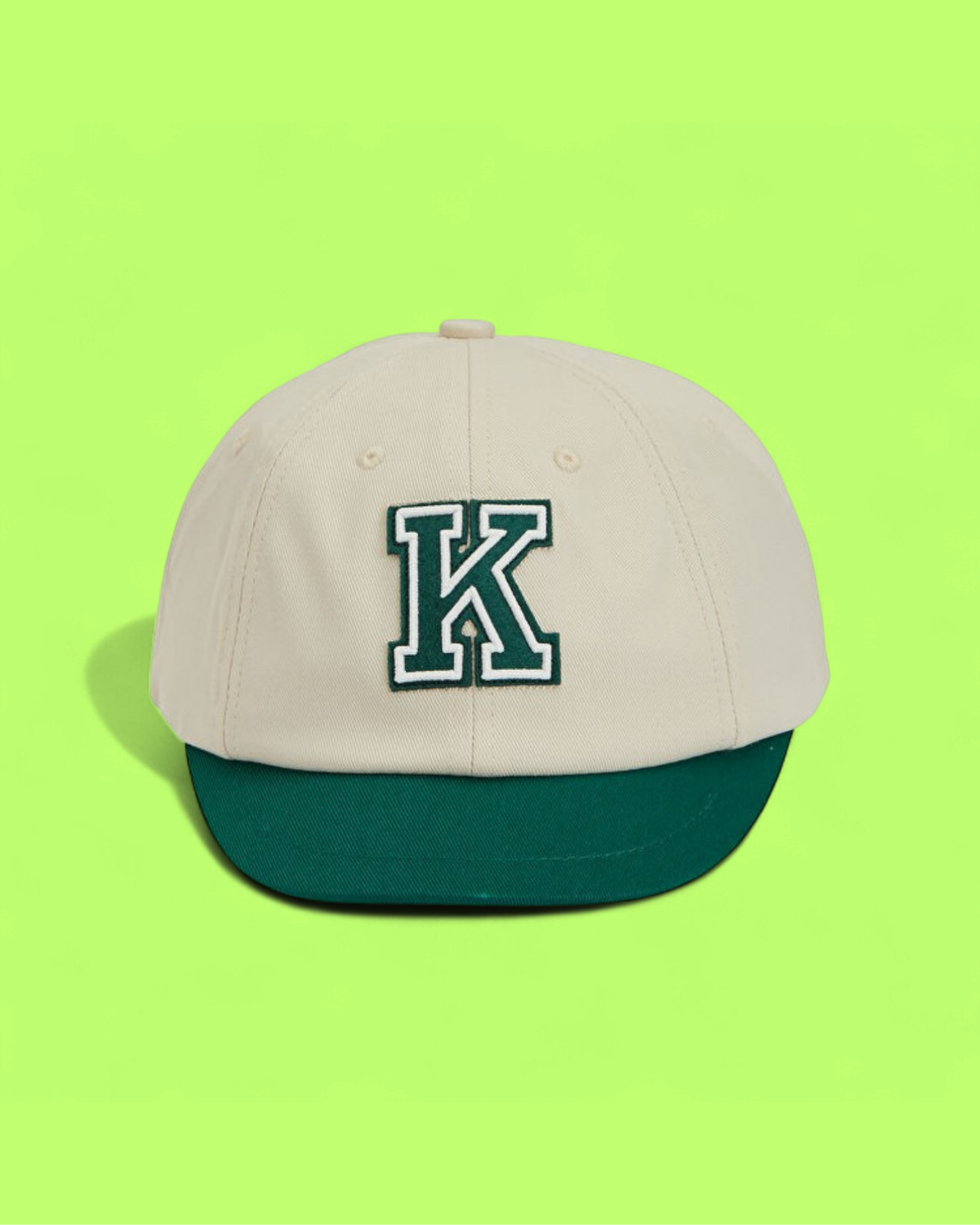 KENZO BEIGE CAP WITH GREEN VISOR AND K LOGO PATCH DROPZ ICON